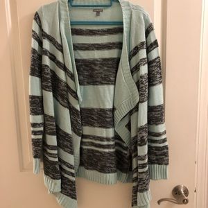 Open mint striped sweater